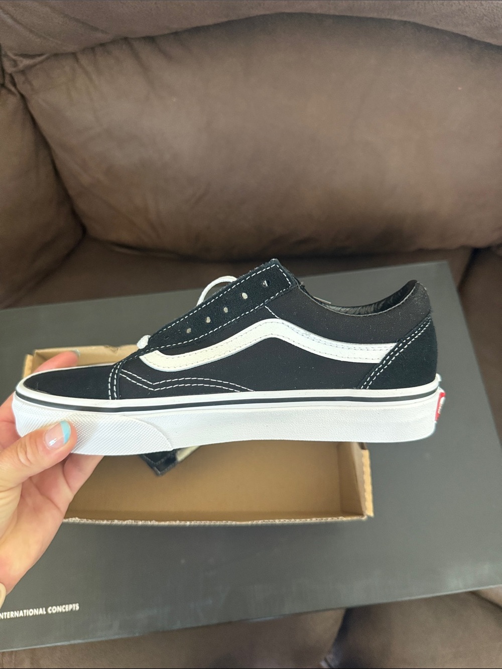 Vans Black and White Old Skool Low-Top Sneakers - Picture 2 of 4